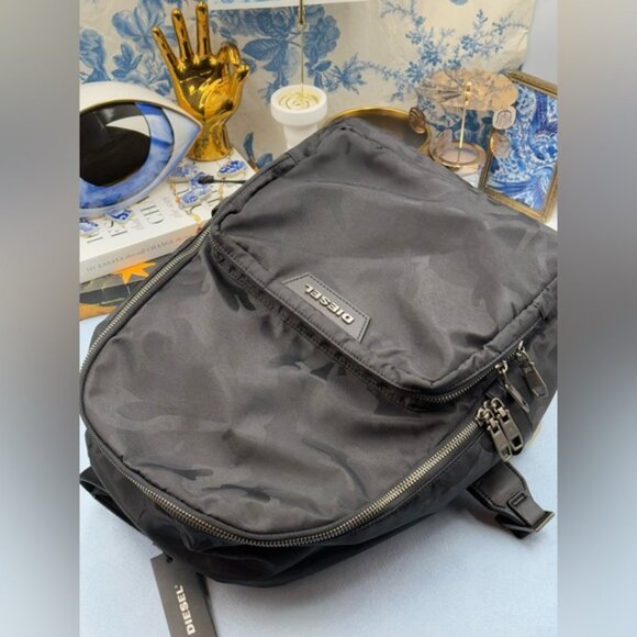 🆕 DIESEL 🧿 NWT Black Camo Nylon Backpack - Unisex - Picture 14 of 15